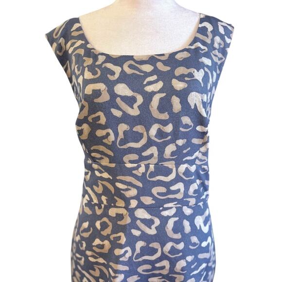 Ann Taylor Blue Leopard Print Sheath Dress Size 10 - Picture 2 of 8